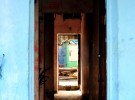 Where does the blue door lead to?