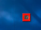 red square blue wall